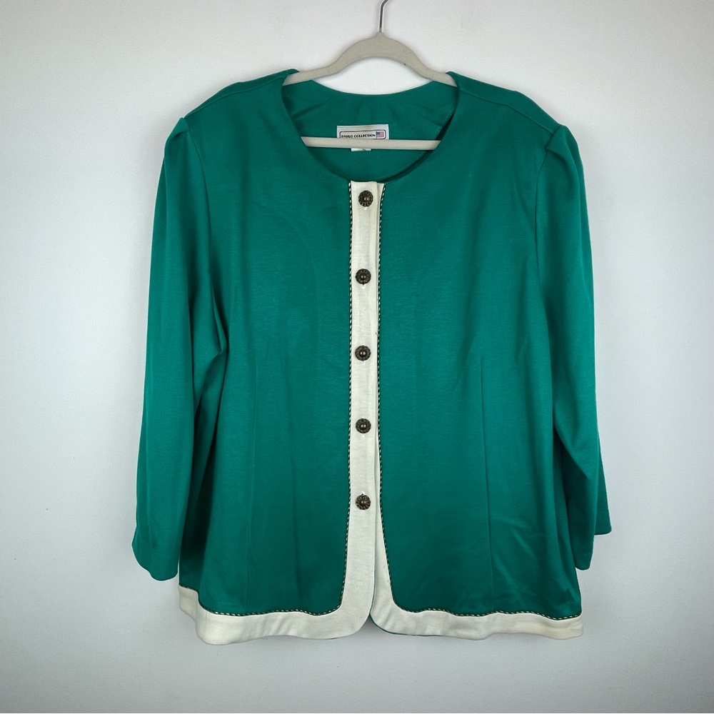 Pablo Collection Green White Trim Blazer Jacket Women’s 22WP